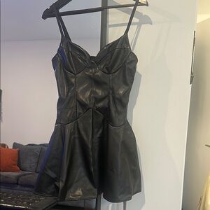 Cider Black Faux Leather dress